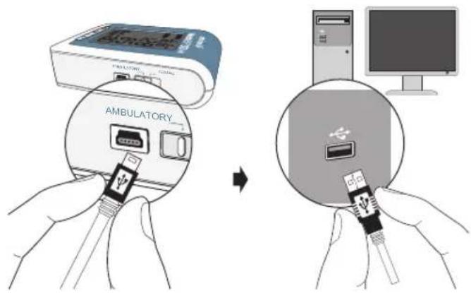 MICROLIFE WatchBP O3 A - Connecting the device to a computer - 1