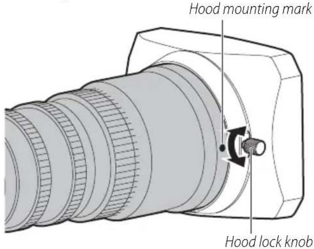 Hood mounting mark Hood lock knob