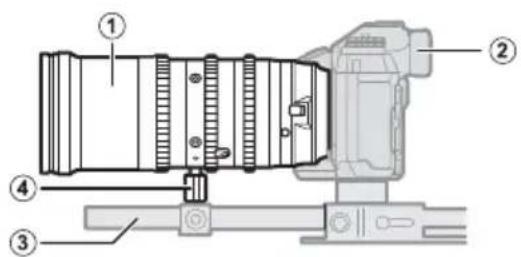 Technical diagram of a camera with numbered components for identification