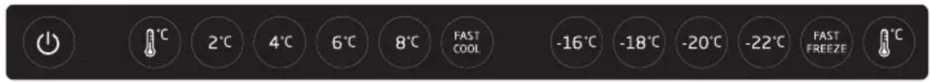 0°C 2°C 4°C 6°C 8°C FAST COOL -16°C -18°C -20°C -22°C FAST FREEZE 0°C