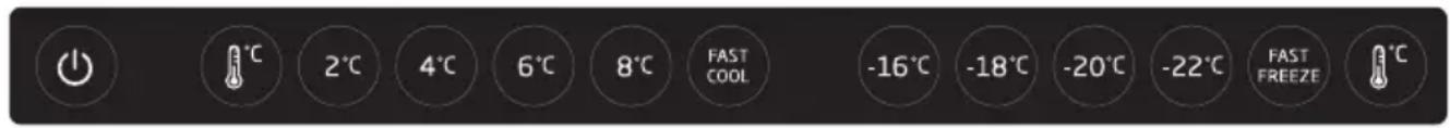 0°C 2°C 4°C 6°C 8°C FAST COOL -16°C -18°C -20°C -22°C FAST FREEZE 0°C
