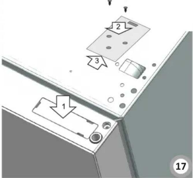 Diagram of a refrigerator interior with labeled parts and directional arrows indicating movement or change.