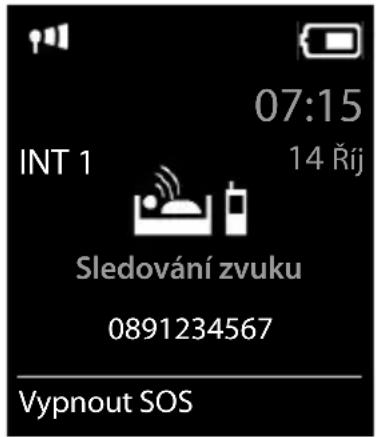 07:15 INT 1 14 Rij Sledování zvuku 0891234567 Vypnout SOS