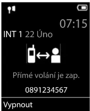 07:15 INT 1 22 Úno Přímé volání je zap. 0891234567 Vypnout