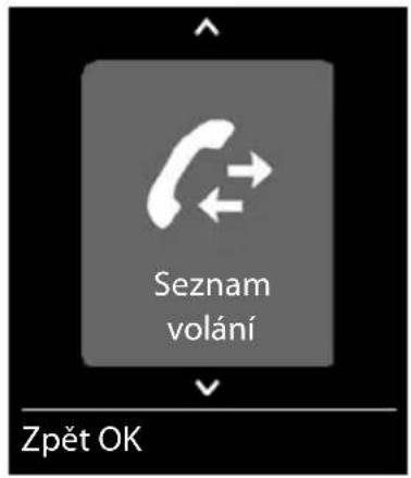 Seznam volání Zpět OK