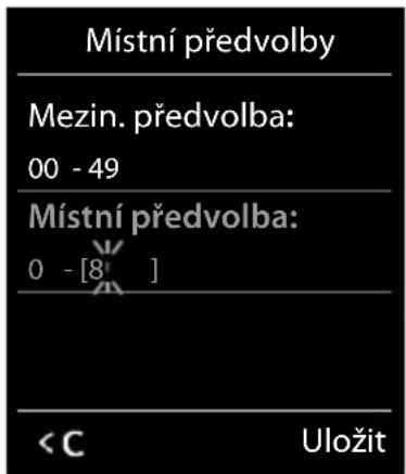 Místní předvolby Mezin. předvolba: 00 - 49 Místní předvolba: 0 - [8° ] < Uložit