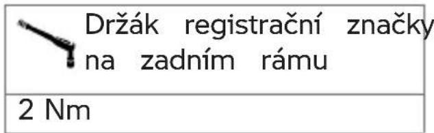 Držák registrační značky na zadním rámu 2 Nm