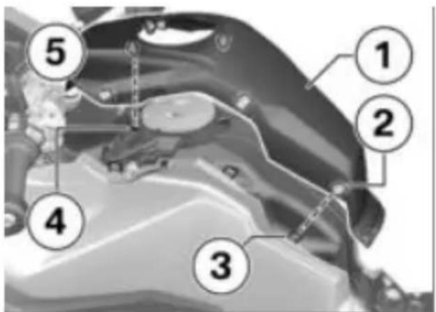 Labeled diagram of a mechanical component with numbered parts 1 through 5