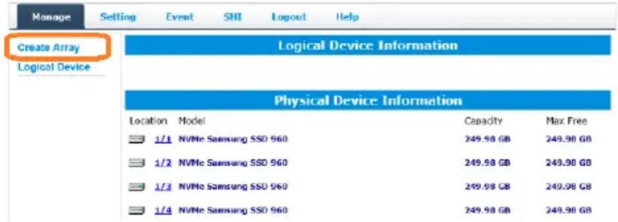 Highpoint SSD7101A-1 - To create a new RAID disk: - 1