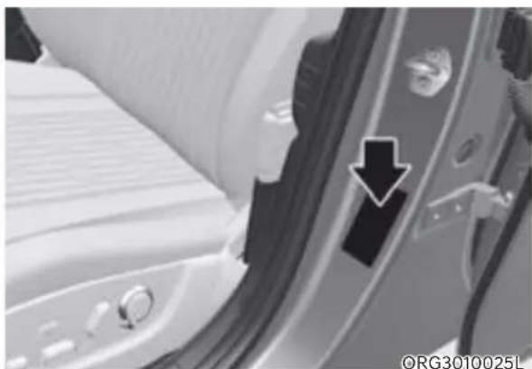 Genesis G80 (2021) - TIRE SPECIFICATION AND PRESSURE LABEL - 1