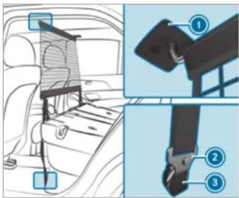 Mercedes-Benz GLS (2021) - Attaching/removing the partitioning net - 2