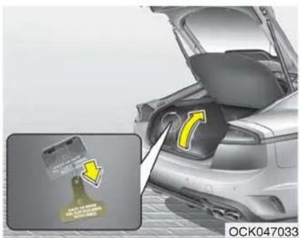 KIA Stinger (2021) - Emergency fuel filler door release - 1