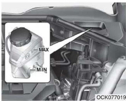 KIA Stinger (2021) - Checking the brake fluid level - 1