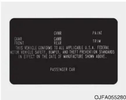 KIA Stinger (2021) - Certification label - 1