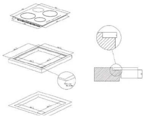 HOOVER H-HOB 500 HTPSJ644MCWIFI - Tagliare la superficie di lavoro rispettando le misure indicate sul disegno. - 3