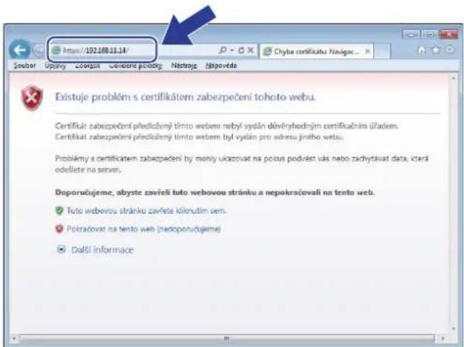 Existuje problém s certifikátem zabezpečení tohoto webu. Certifikát zabezpečení předložený tímto webem nebyl vydán důvěryhodným certifikacním úřadém. Certifikát zabezpečení předložený tímto webem byl vydán pro adresu jiného webu. Problémy s certificatem zabezpečení by mohny ukazovat na polus podvást vás nebo zachytávat data, která odelllete na server. Doporučujeme, abyste zavřieli tuto webovou stránku a nepokračovalí na tento web. Tuto webovou stránku zavřete idiorutím sem. Pokračovat na tento web (nedoporučujeme) Další informace