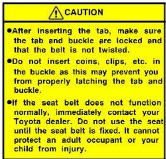 TOYOTA Camry (1999) - CAUTION - 2