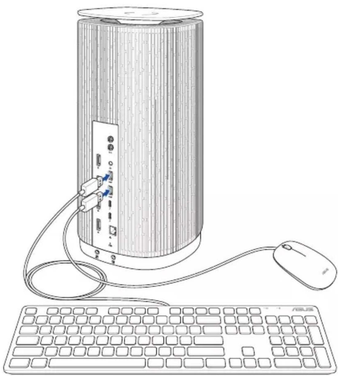 ASUS Mini PC ProArt PA90 - Pokyny pro připojení klávesnice a myši k přístroji Mini PC: - 1