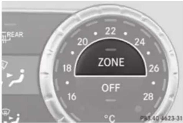 Mercedes-Benz GL (2012) - Switching the ZONE function on/off - 1
