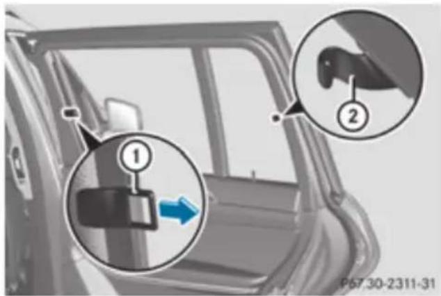 Mercedes-Benz GL (2012) - Sunblinds on the rear side windows - 1
