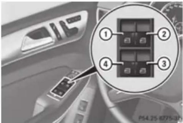 Mercedes-Benz GL (2012) - Opening and closing the side windows - 1
