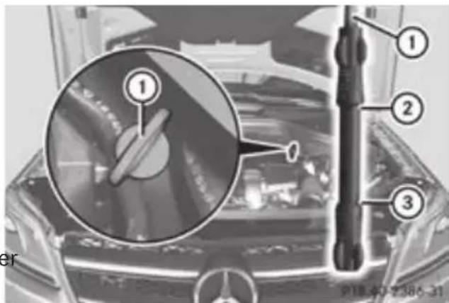Mercedes-Benz GL (2012) - Checking the oil level using the oil dipstick - 1