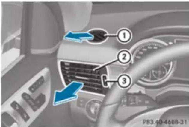 Mercedes-Benz GL (2012) - Setting the side air vents - 1