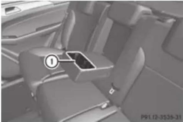 Mercedes-Benz GL (2012) - Cup holder in the rear seat armrest - 1