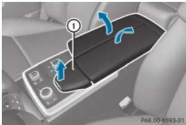 Mercedes-Benz GL (2012) - Stowage compartment/telephone compartment under the armrest - 1