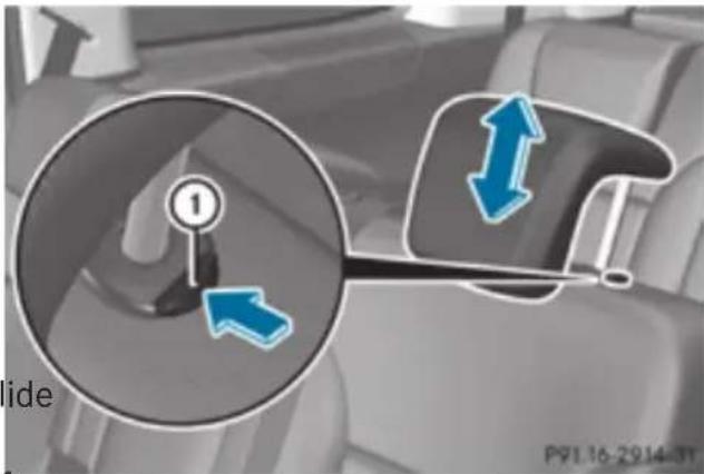 Mercedes-Benz GL (2012) - Adjusting the rear seat head restraint height - 1