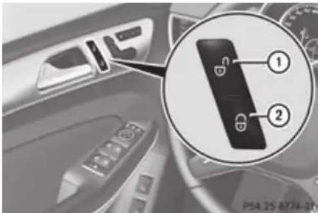 Mercedes-Benz GL (2012) - Centrally locking and unlocking the vehicle from the inside - 1