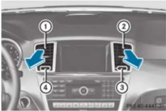 Mercedes-Benz GL (2012) - Setting the centre air vents - 1