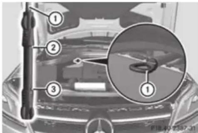 Mercedes-Benz GL (2012) - Checking the oil level using the oil dipstick - 2