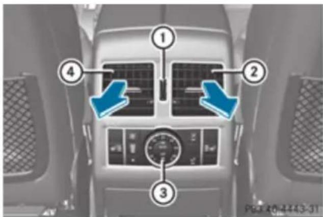 Mercedes-Benz GL (2012) - Setting the centre vents in the rear partment - 1