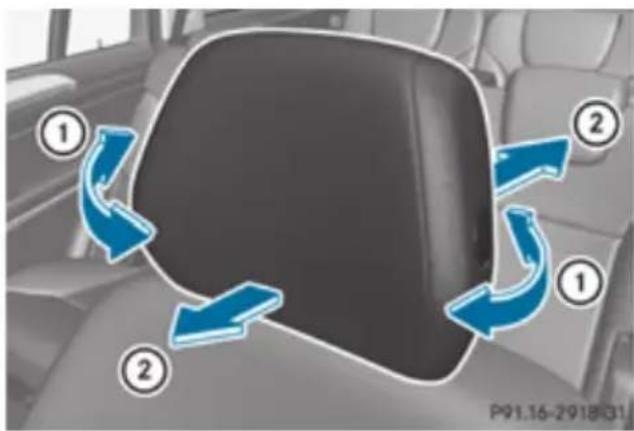 Mercedes-Benz GL (2012) - Adjusting the luxury head restraints - 1