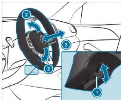 Mercedes-Benz GLS (2019) - Adjusting the steering wheel mechanically - 1