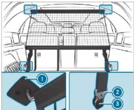 Mercedes-Benz GLS (2019) - Attaching/removing the partitioning net - 2