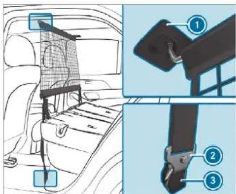 Mercedes-Benz GLS (2019) - Attaching/removing the partitioning net - 3