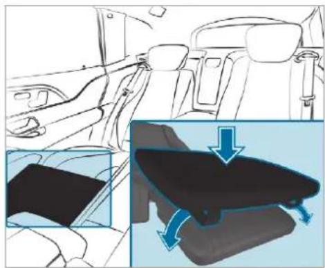Mercedes-Benz GLS (2019) - Attaching and removing the additional cushion of the leg rest - 1