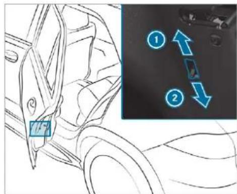 Mercedes-Benz GLS (2019) - Activating/deactivating the child safety lock for the rear doors - 3