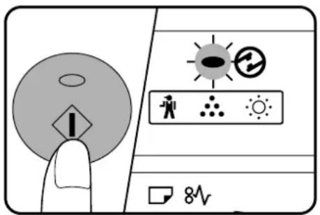 Diagram showing a hand pressing a circular symbol with an exclamation mark and icons for weather, human behavior, and solar radiation.