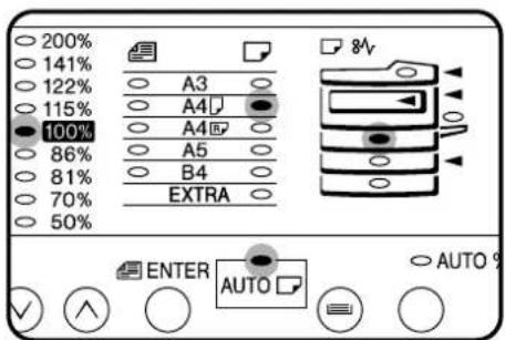 200% 141% 122% 115% 100% 86% 81% 70% 50% A3 A4 A4 A5 B4 EXTRA 8V ENTER AUTO AUTO %