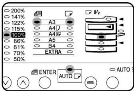 200% 141% 122% 115% 100% 86% 81% 70% 50% A3 A4 A4 A5 B4 EXTRA 8V ENTER AUTO AUTO %