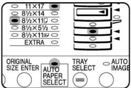 11×17 8½×14 8½×11 8½×5½ 8½×11 EXTRA ORIGINAL SIZE ENTER AUTO PAPER SELECT TRAY SELECT AUTO IMAGE