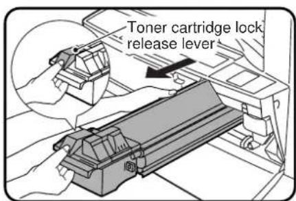 Toner cartridge lock release lever