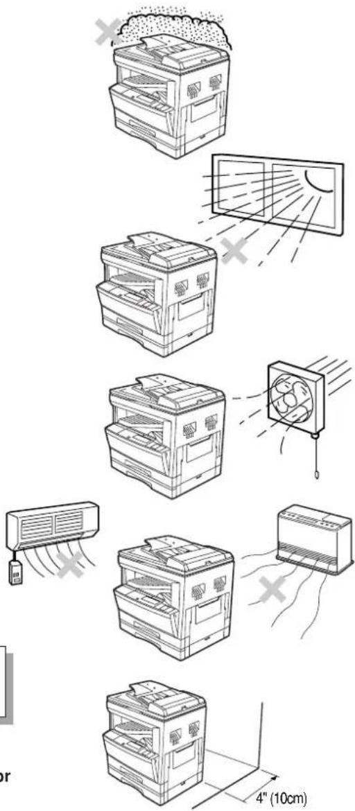 Diagram illustrating the installation and rendering of air conditioners, showing how to clean air from different types of machines with a 4-inch dimension labeled.