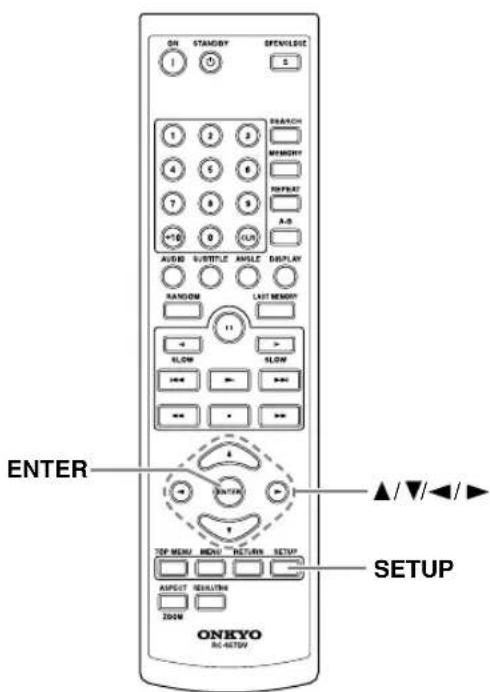 ON STANDBY OPENLOGIC 1 2 3 SEARCH MEMORY 4 5 6 RESET 7 8 9 A-B +10 0 AUDIO SUTTER ANGLE DISPLAY RANDOM LAST MEMORY SLOW SLOW +4 → >> == * => ENTER TIP MENU MENU RETURN SETUP ASPECT RESOLUTION 200W SETUP ONEYO RC-66TSW ▲/▼/◄►