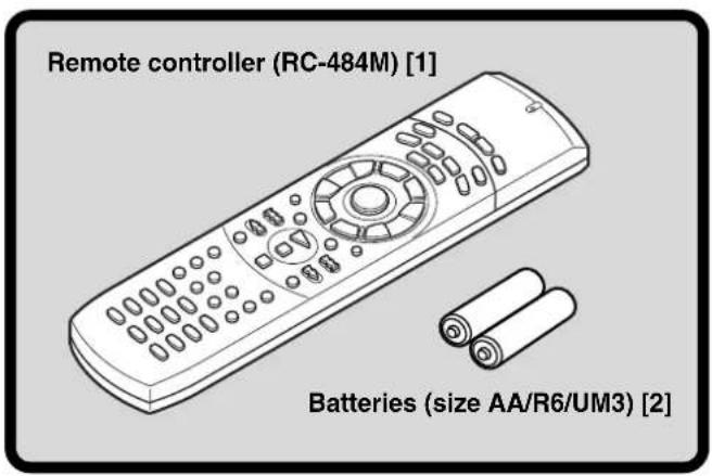 Remote controller (RC-484M) [1] Batteries (size AA/R6/UM3) [2]