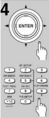 4 ENTER 1 SW MODE 4 TEST TIME 7 IPM +10 BP SETUP 2 DISTANCE 5 CH BEL 8 T-D SETUP 0 3 6 UP/DOWN 9 pointing
