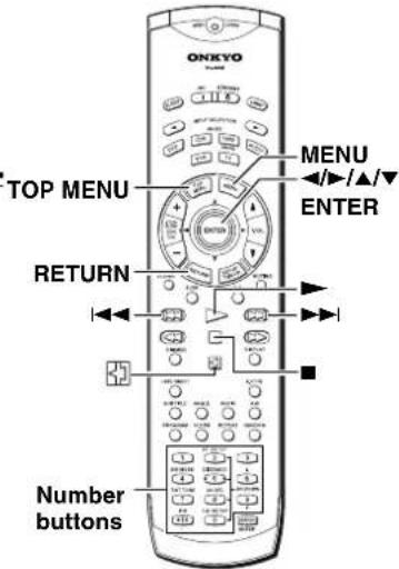 ONKYO TOP MENU MENU ENTER RETURN Number buttons